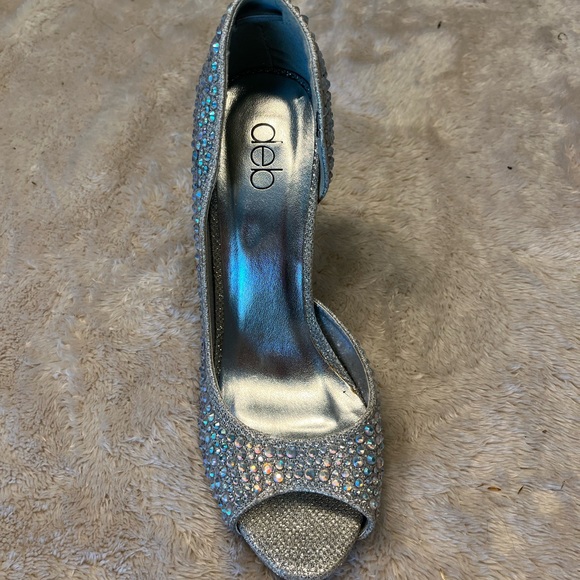 Women’s Sparkly Rhinestone Peep Toe Heels with Claire’s Sparkly Clutch/Purse - Picture 9 of 11